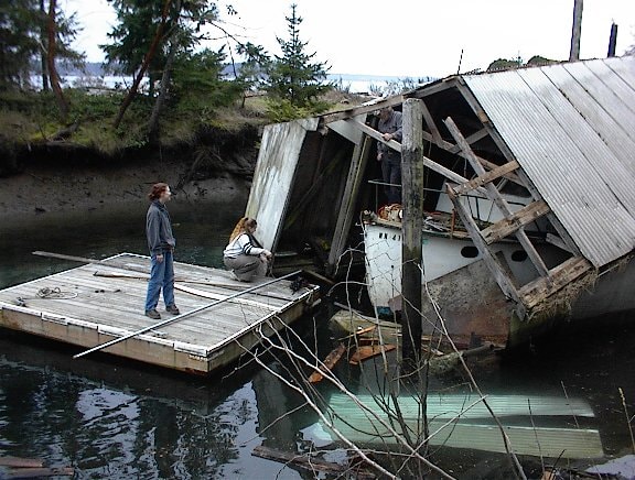 Boathouse destruction March 2001